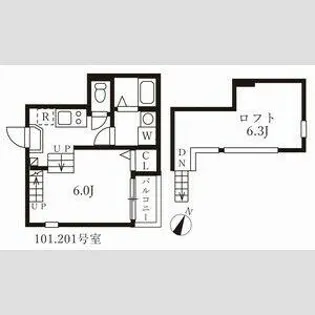ハーモニーテラス木之免町Ⅱ【201号室】の間取り