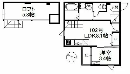 プルデント名島【1階】の間取り