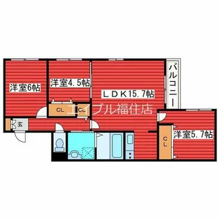 Wistaria福住【1階】の間取り