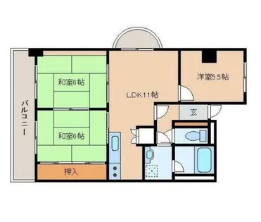 メルディアキューブやはた【504号室】の間取り