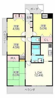 シティパーク瓢箪山【9階】の間取り