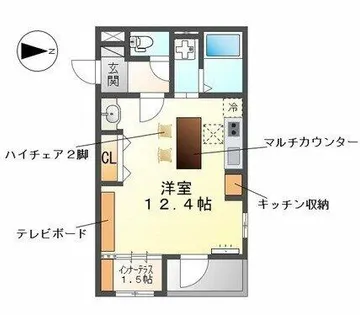 トウリ ルームズ徳川東【1階】の間取り