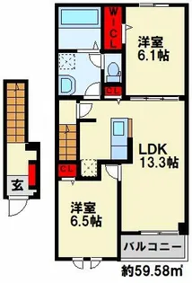 ルミエール行橋【2階】の間取り