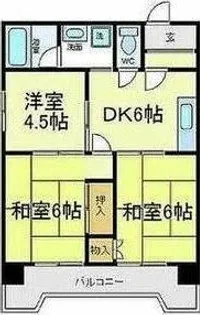 モンリベルテ天王寺【3階】の間取り