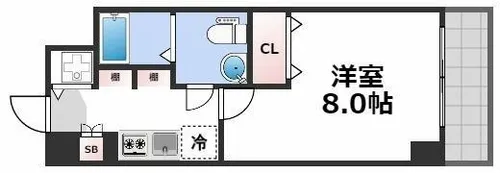 ルクレ難波【3階】の間取り