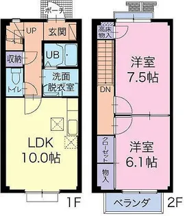 愛知県碧南市大浜上町5丁目【テラスハウス】の間取り