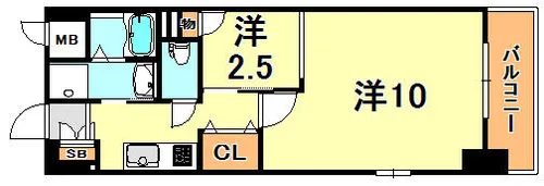 レジディア神戸三宮プレイス【4階】の間取り