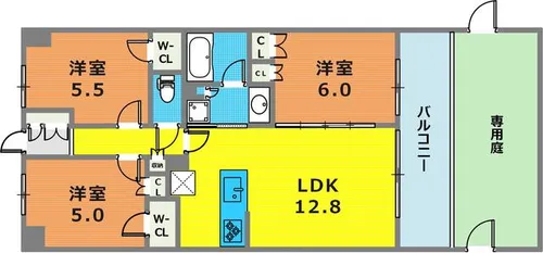 ミレーネ神戸住吉本町【1階】の間取り