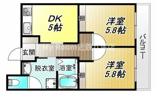 レビィ八尾南【5階】の間取り