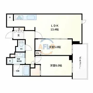 シティタワー大阪本町【14階】の間取り
