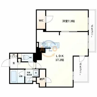 ブランズタワー大阪本町【30階】の間取り