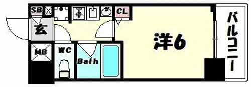 エステムコート神戸県庁前【6階】の間取り