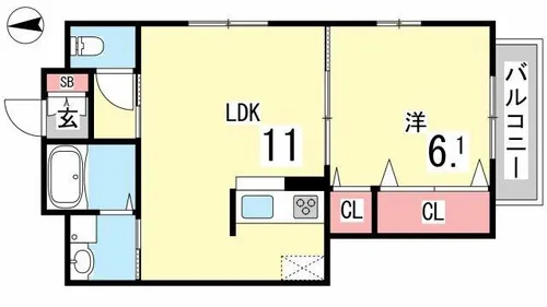 オーベルジュ岡本【1階】の間取り