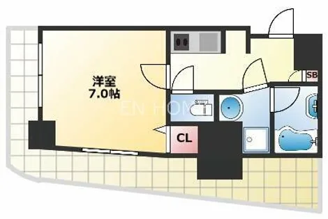 カスタリアタワー肥後橋【1710号室】の間取り