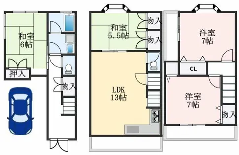 大阪府高石市千代田3丁目【一戸建】の間取り