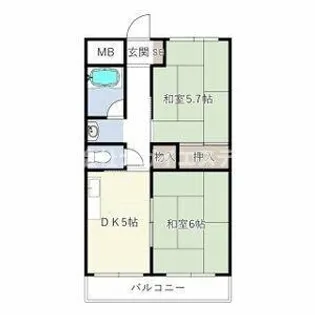 上中グリーンハイツ【103号室】の間取り