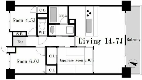 グランドメゾン江戸堀【11階】の間取り