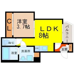 ハーモニーテラス河岸町【3階】の間取り