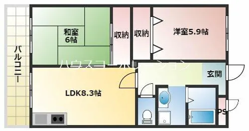 グランディア ミ・アモーレ南塚口【2階】の間取り