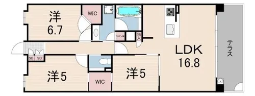 パークシュロス芦屋【1階】の間取り