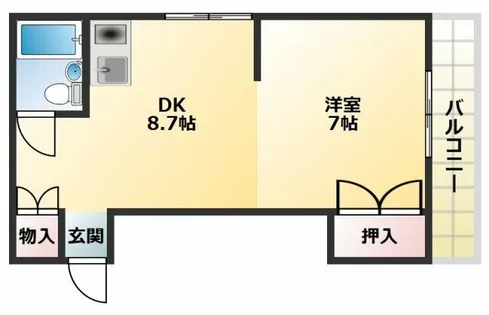 1DKの間取り画像