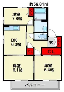 プティ・ボヌール B棟【2階】の間取り