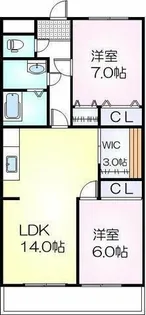 サンルミナスM【2B号室】の間取り