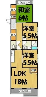 シャトー鹿子【1階】の間取り