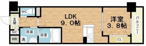 リアライズ小路駅前【8階】の間取り