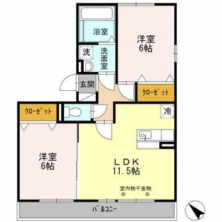 シティーコート色子【A201号室】の間取り