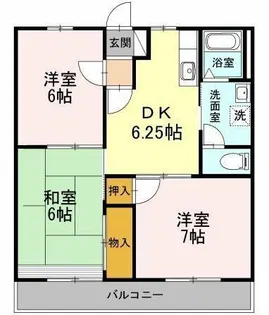 フレグランス三ツ相C【1階】の間取り