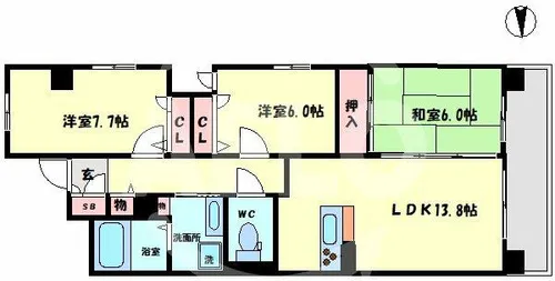 オーデ・ブルージュ【7階】の間取り