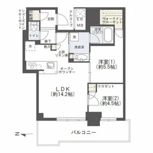 シエリアタワー大阪堀江【26階】の間取り