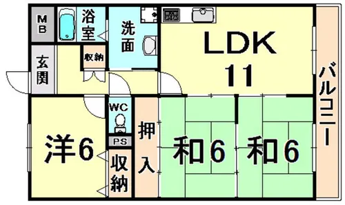 ウィステリア武庫之荘【1階】の間取り