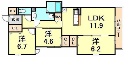 アコルデ西宮北口【1階】の間取り