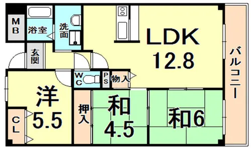 ソアール門戸荘【5階】の間取り