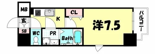 レジュールアッシュ神戸元町【8階】の間取り