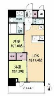 セレニテフラン梅田【12階】の間取り