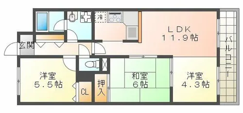 コスモ塩屋【5階】の間取り