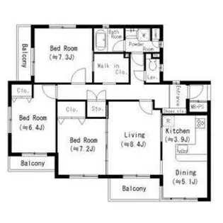 ラフィネメゾン瑞穂【3階】の間取り
