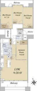 パークスクエア藤が丘【4階】の間取り