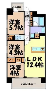 プレサンスロジェ志賀本通テラス【11階】の間取り