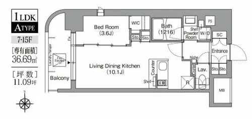 コンフォリア・リヴ北浜淡路町【3階】の間取り