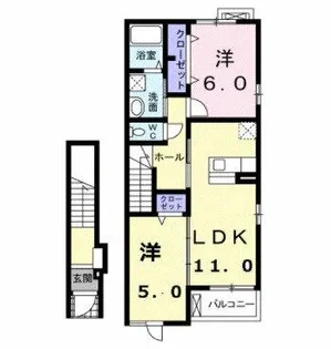 パラッツオ上新【202号室】の間取り