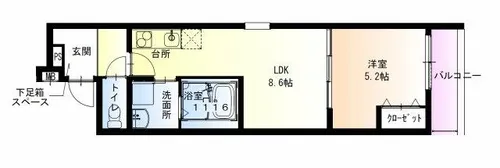フジパレス北野田Ⅵ番館【2階】の間取り