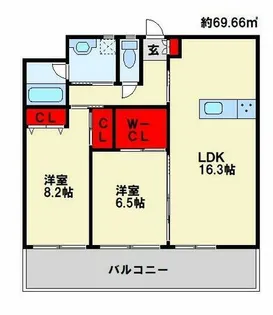 福岡県北九州市小倉北区朝日ケ丘【マンション】の間取り