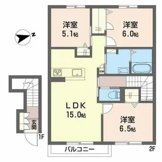 兵庫県加西市中野町【テラスハウス】の間取り