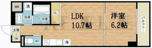 クリスタルブライト天満橋リバーサイド【10階】の間取り