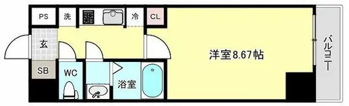 GARDENIAなんば南【1階】の間取り