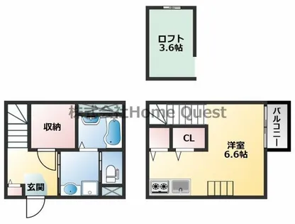 ハーモニーテラス小若江【1階】の間取り